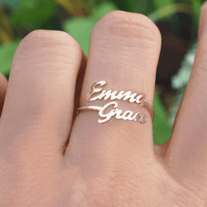 Stainless Steel Customizable Double Name LOVE Ring