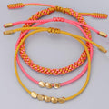 3 /pc Set Tibetan Handmade Lucky Knot 'BE FEARLESS ' Copper & Rope Bracelets