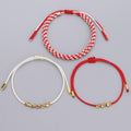 Tibetan Handmade Lucky Knot 'BE BOLD' Copper & Red Rope 3 /pc Bracelet Set