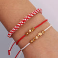 Tibetan Handmade Lucky Knot 'BE BOLD' Copper & Red Rope 3 /pc Bracelet Set