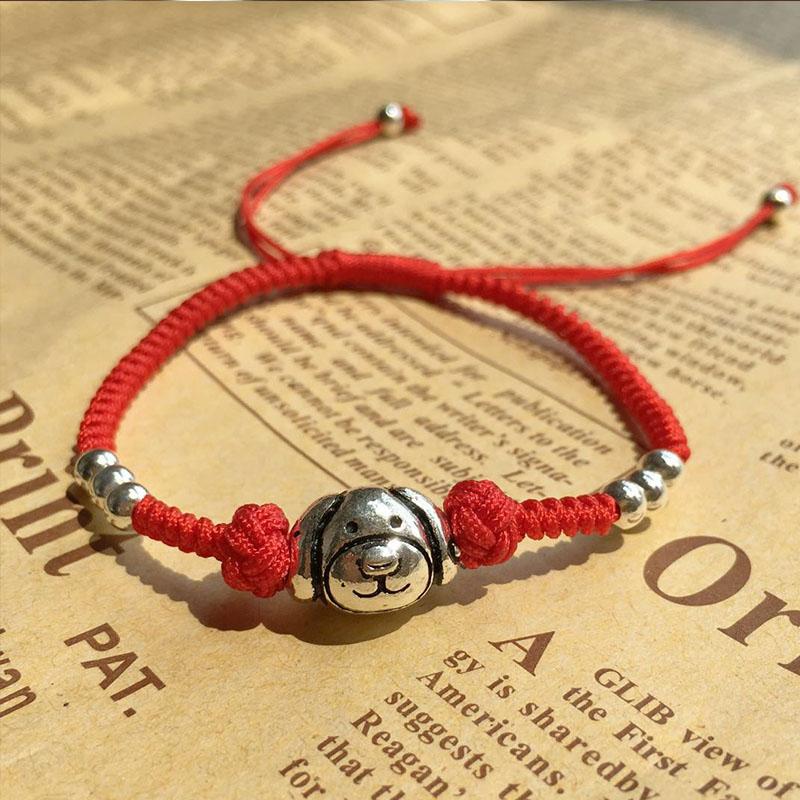 925 Sterling Silver & Red Rope Chinese Zodiac Dog Lucky Bracelet –  zenheavens