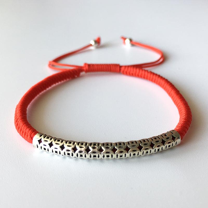 Silver Evil Eye & Handmade Rope Bracelet For Men - Red by Harbour UK  Bracelets