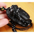 Handcrafted Obsidian Guanyin Buddha Pendant Necklace