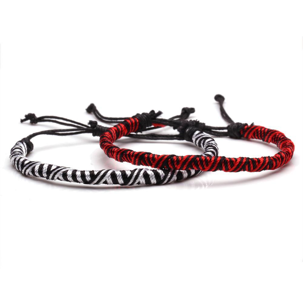 2 pc Hand made Tibetan Buddhist Staircase Knot 'GOODWILL' Bracelet Set