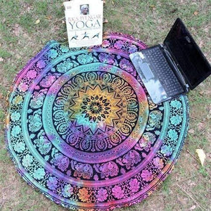 Tie Dye Indian Elephant Beach/Yoga Mandala Tapestry