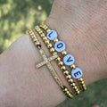 SWEET SUMMER STACKS! 4mm Gold Stainless Steel Beads,Letter,Stone & Accent Bracelets.BUY 2, GET 1 FREE!