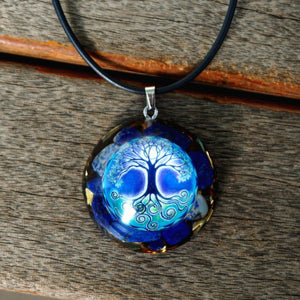 #69-Handmade Lapis Lazuli Crystal Tree Of Life ' SPEAK ONE'S TRUTH' ORGONITE Pendant