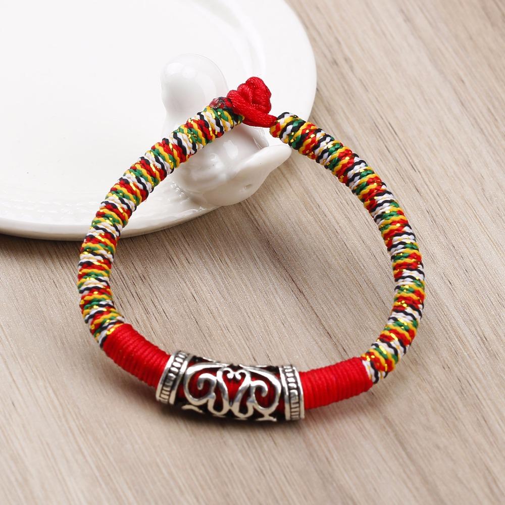 With Adjustable Clasp Tibetan Red String Bracelet Red Rope 7 Knots Weave  Bangle