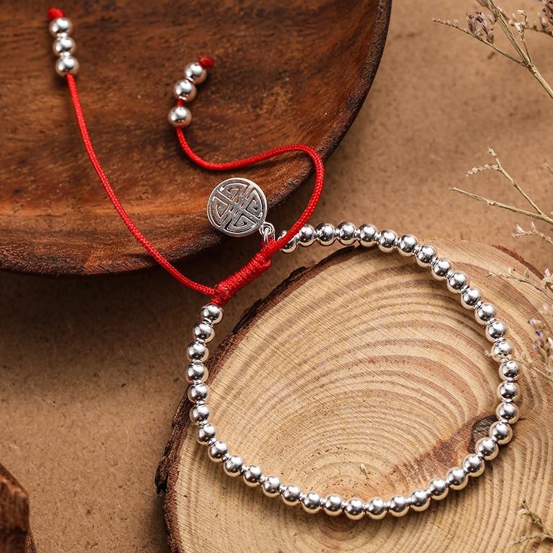 RUBYCA Red Crystal Beads, Silver Color Charms, Tibetan