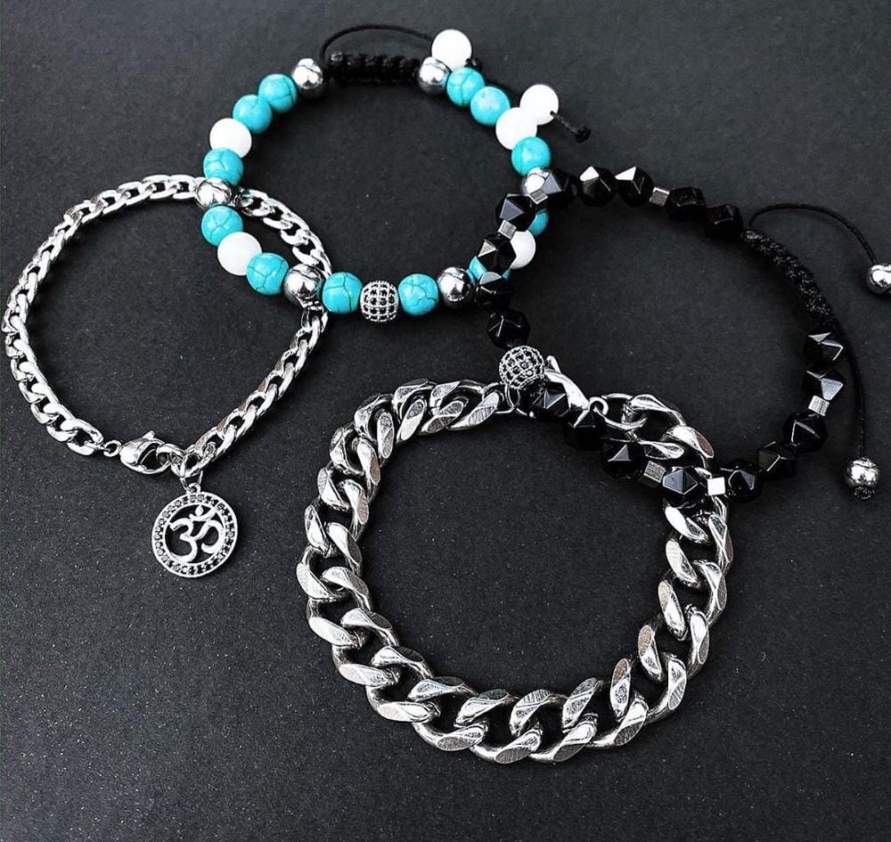 Find Your Zen 4Piece Men's Bracelet Set with Om Charm zenheavens