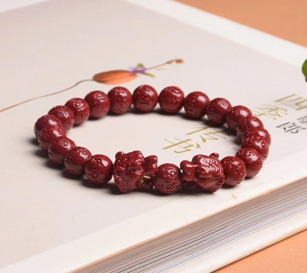 Natural Purple Golden Cinnabar Bracelet To Ward Off Evil Spirits