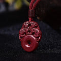 Hand Carved Purple Cinnabar OPULENCE attracting Double Pixiu Necklace