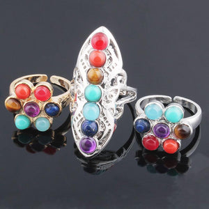 7 Chakra Semi Precious Stone Ring-2 Designs
