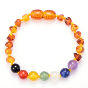 Baltic Amber Bracelet/Anklet with Chakra Stones -for Baby & Adult