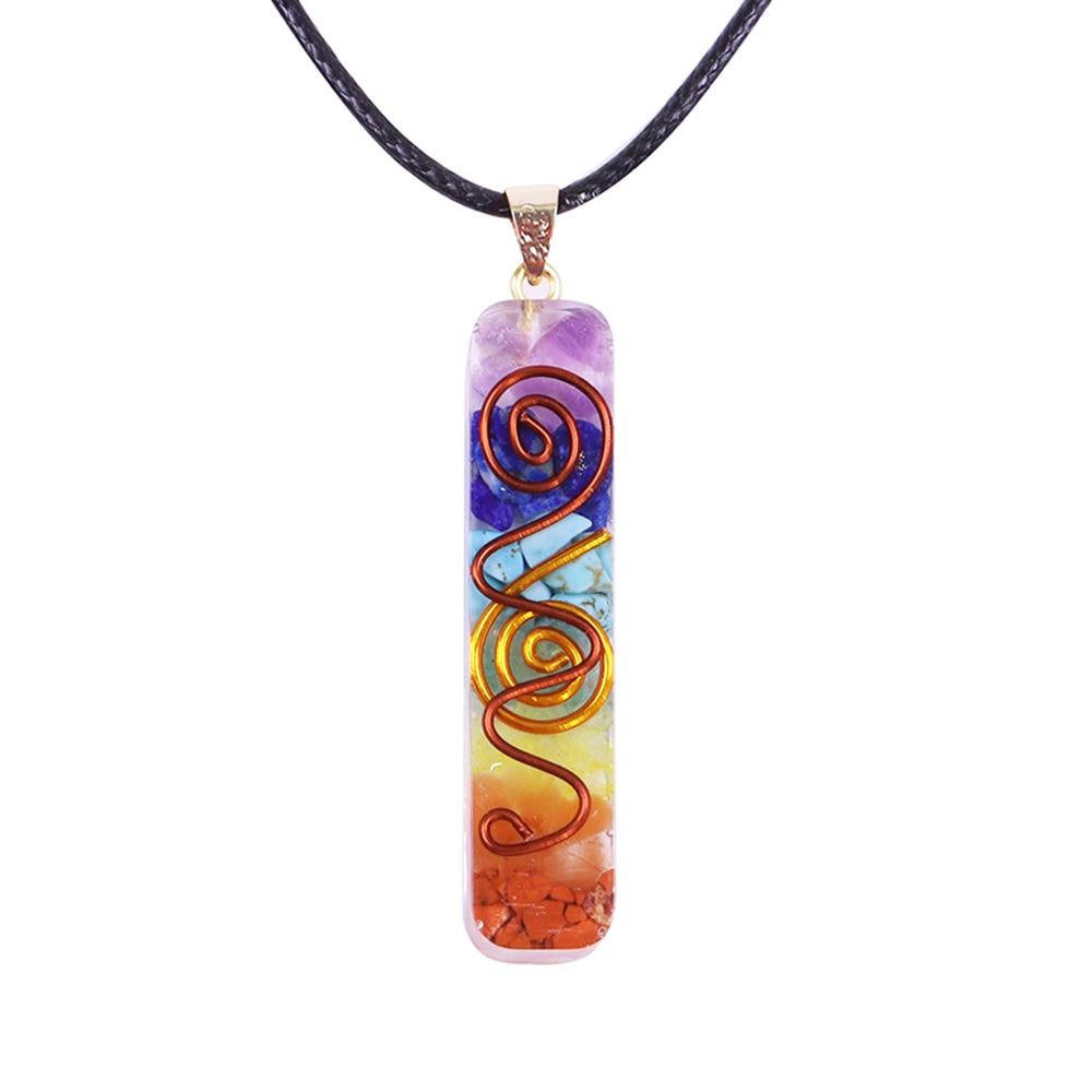 7 Chakra Stone Orgonite Healing Pendant Natural Gemstone Resin Charm  Necklace