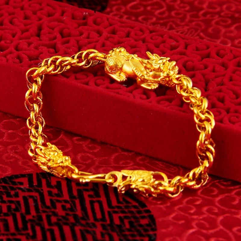 24K Gold Plated PIXIU & DRAGONS Men's WEALTH Bracelet – zenheavens