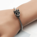 Silver & Zirconia Men's Skull King Bracelet-6" - 10" wrists