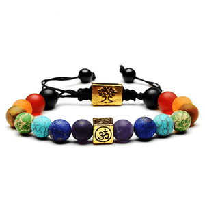 Colorful 7 Chakra Om & Tree of Life Charm Bracelet