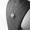 Silver & Zirconia Red Winged Heart Pendant Necklace