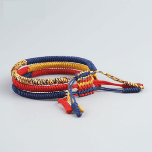 Find PEACE with this 3/pc Multi-Colored Tibetan Buddhist Braided Lucky Rope Bracelet Set