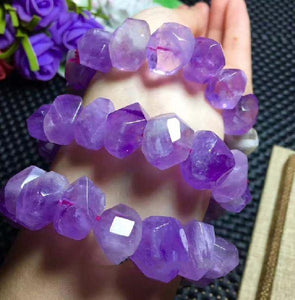 Premium Faceted Raw Amethyst NATURAL 'CHILL PILL' Stone Bracelet