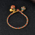 Woven Cotton Gold Swallowing Beast Bracelet for Good Fortune and Wealth