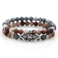 Quality Stainless Steel & Natural Stone Dual Layer RESILIENCE Bracelet Set-5 Stone Combos
