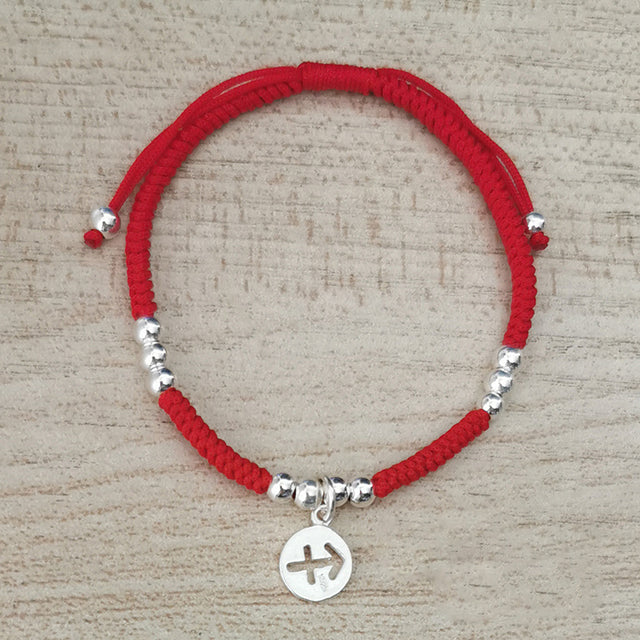 Red Rope & Silver Fishtail 'SPIRITUAL REBIRTH' Bracelet – zenheavens