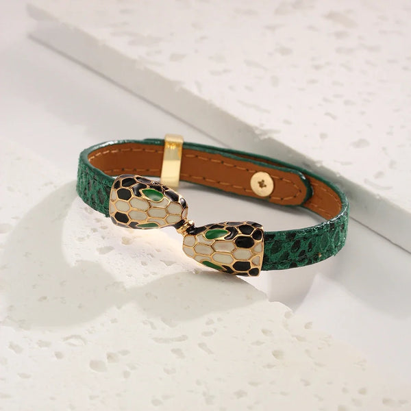 Snake Charm Leather Bracelet