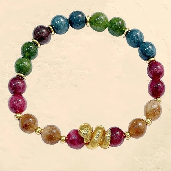 Vibrant Tourmaline Snake Bracelet