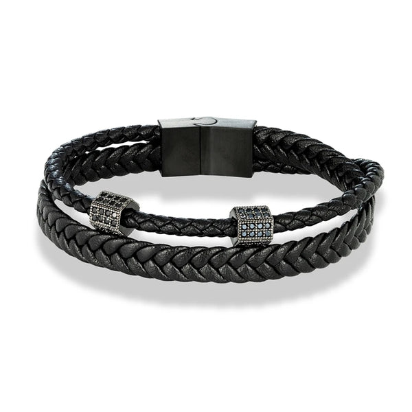 Dapper Double Strand Leather Bracelet