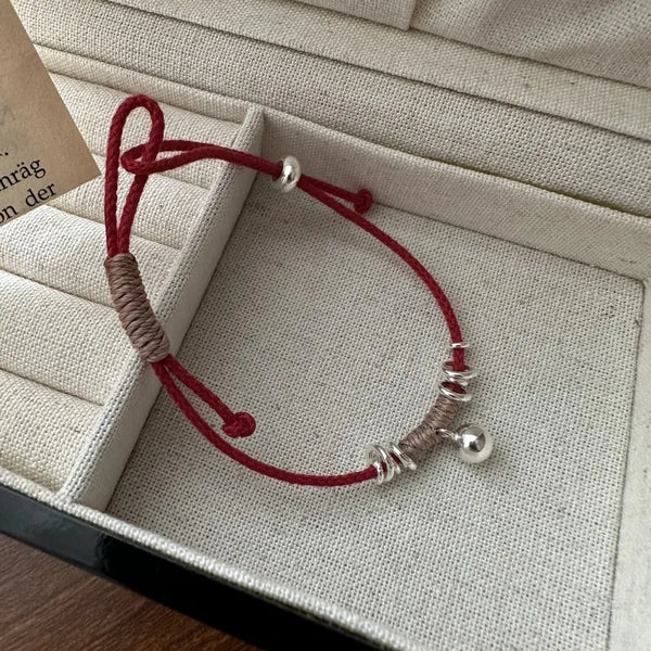 Fortune Red Rope Bracelet with Silver Accents