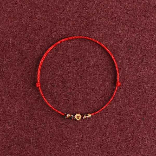 Lucky Red Rope Bracelet with Coins