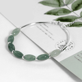Sterling Silver & Natural Burmese Jadeite HEALING Bracelet