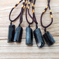 Natural  Raw Black Tourmaline  Stone SHIELDING Pendant Necklace