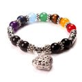 7 Chakra Stone Healing Heart Charm Bracelet