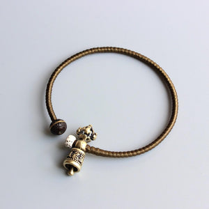 Tibetan Ethnic Handmade Copper Braid Ghanta Bell PROTECTION AMULET Bracelet