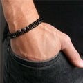 3pc Onyx Stone & Stainless Steel MINIMALIST Bracelet Set