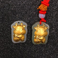 Nephrite Jade & Gold Leaf YEAR OF THE OX Necklace