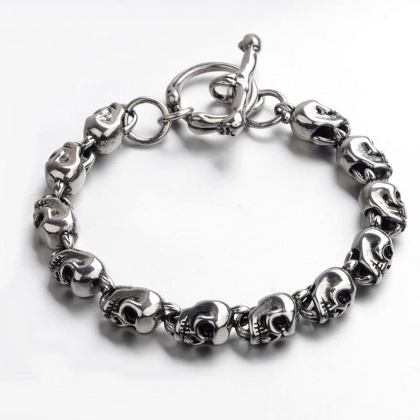 Titanium Steel  Skull  Link Chain Bracelet