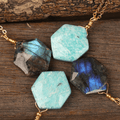 Natural Stones Cubic Hexagram 'PEACE' Pendant Necklace