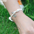 925 Sterling Silver "WHERE MOUNTAIN MEETS THE SEA " LOVERS Magnetic clasp 2 pc Set Rope Bracelets