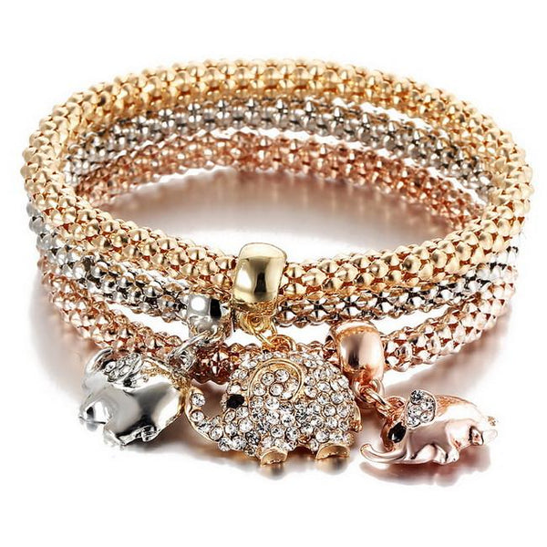 Elephant Charm Bracelet with Austrian Crystals- BUY 1, GET TWO FREE!