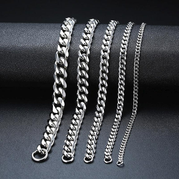 Sterling Silver 11mm Cuban Link Chain Bracelet, 2 Lengths