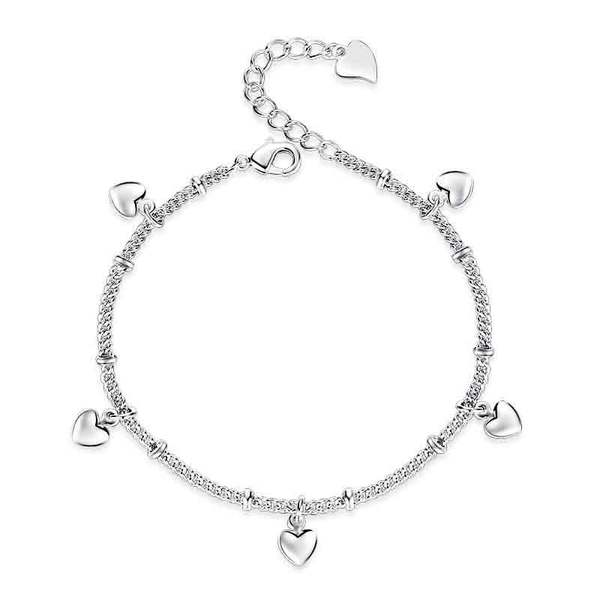 THAI SILVER Simple 5 Hearts Bracelet