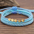 Tibetan Handmade Lucky Knot 'BE SERENE' Copper & Rope 3 /pc Bracelet Set