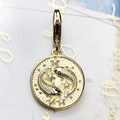 Silver & Zirconia PISCES Zodiac Charm in Gold