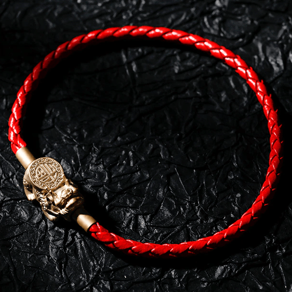 Feng Shui Pixiu & Braided Leather WEALTH Bracelet