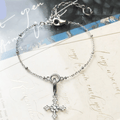Silver & Zirconia Victorian Filigree Cross Charm Bracelet