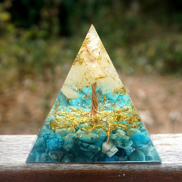 #47- Handmade Rose Quartz & Turquoise Tree of Life 'EMOTIONAL BALANCE' ORGONITE Pyramid